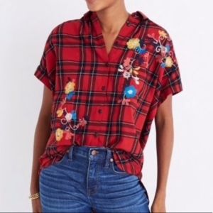 Madewell Plaid Embroidered Shirt M